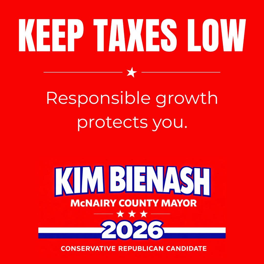 Kim Bienash – Keep Taxes Low campaign graphic