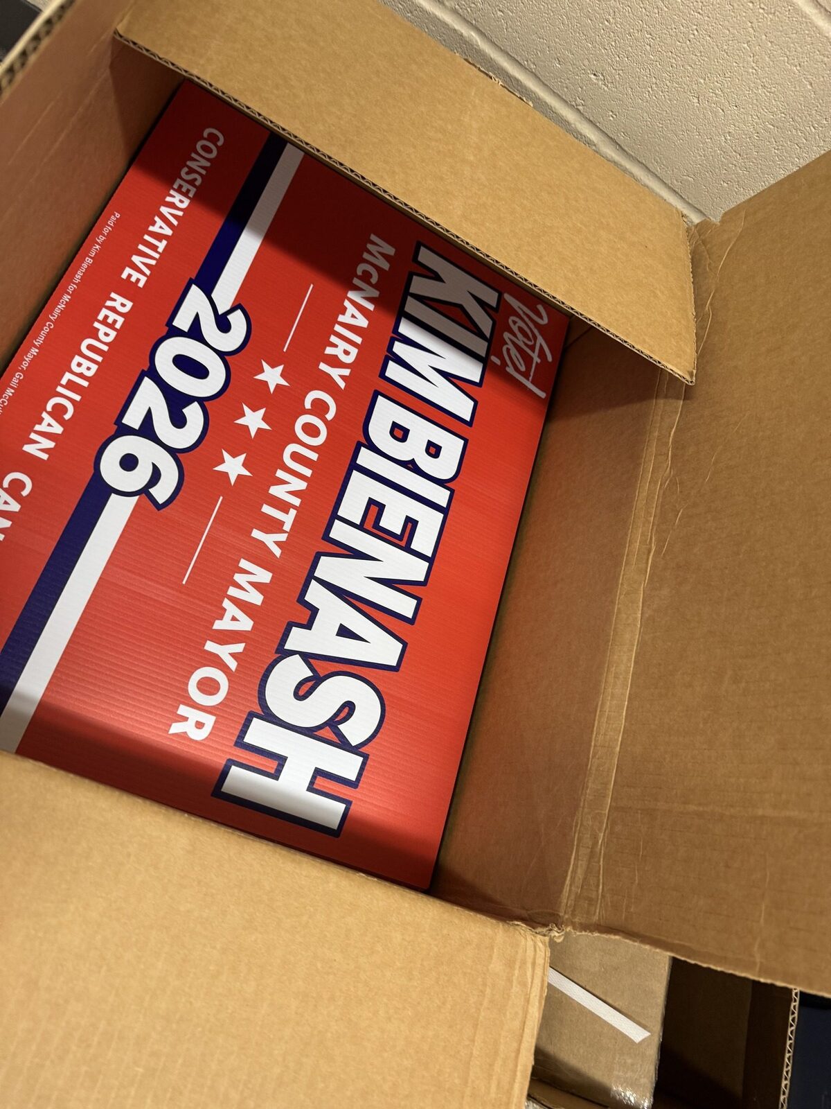 Kim Bienash campaign yard signs